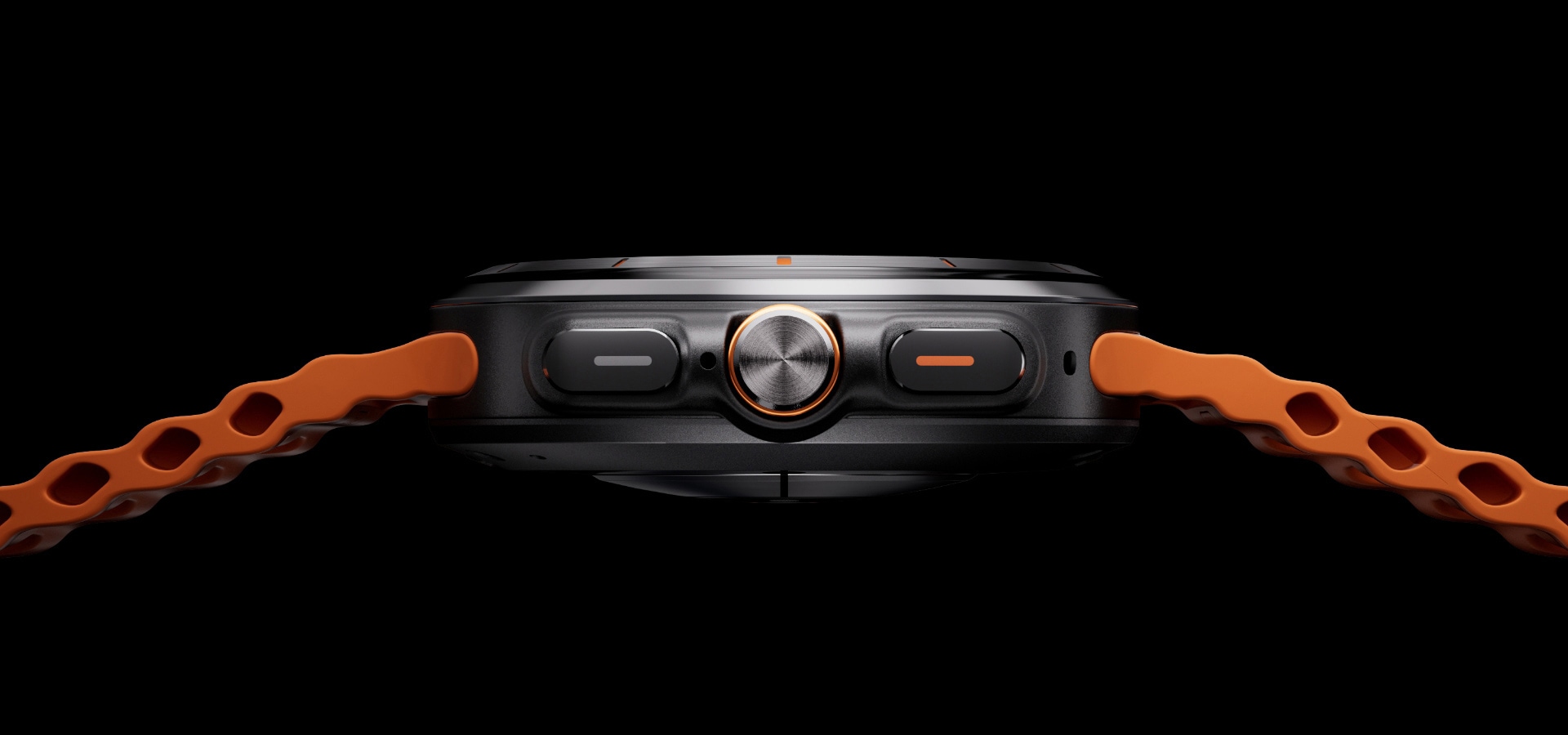 The side view of a Galaxy Watch Ultra with the Quick Button shown.