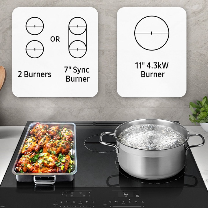 Samsung Stainless Steel Slide-In Induction Range with 4.3kW ooktop and 7” Sync Burner