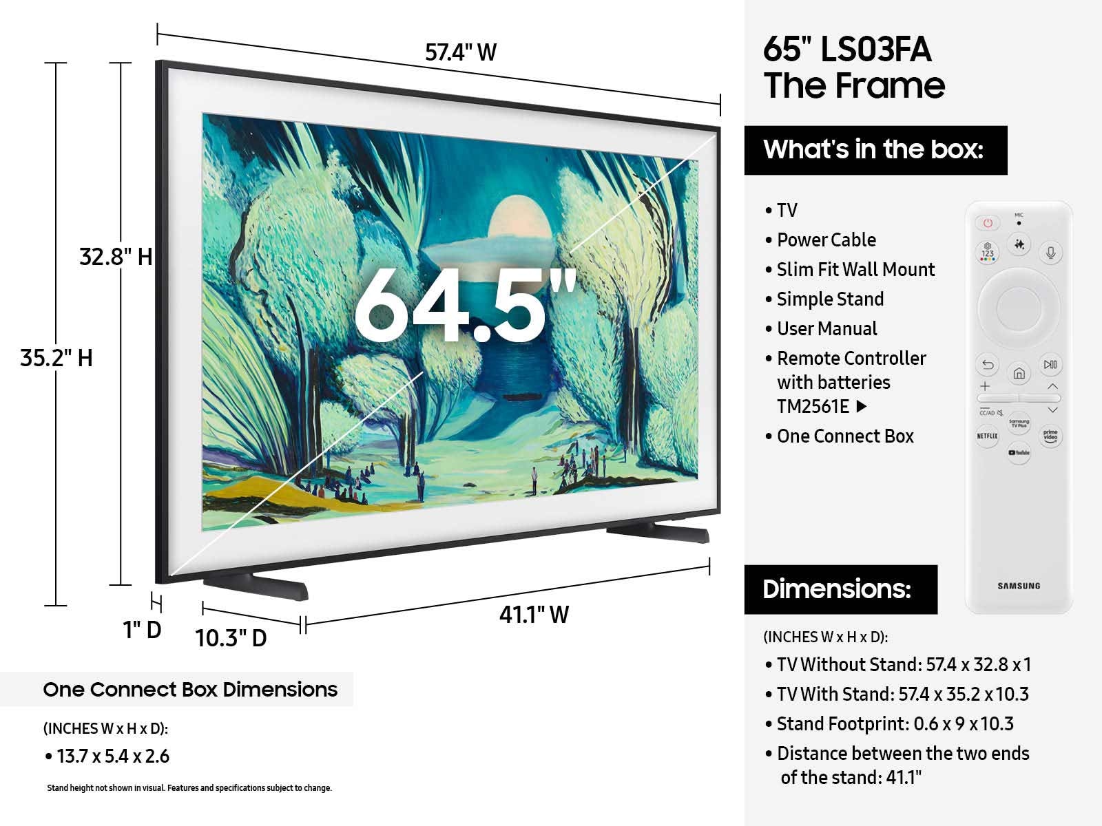 Samsung The Frame Neo QLED 4K TV LS03FA - Dimensions &amp; What&apos;s in the Box